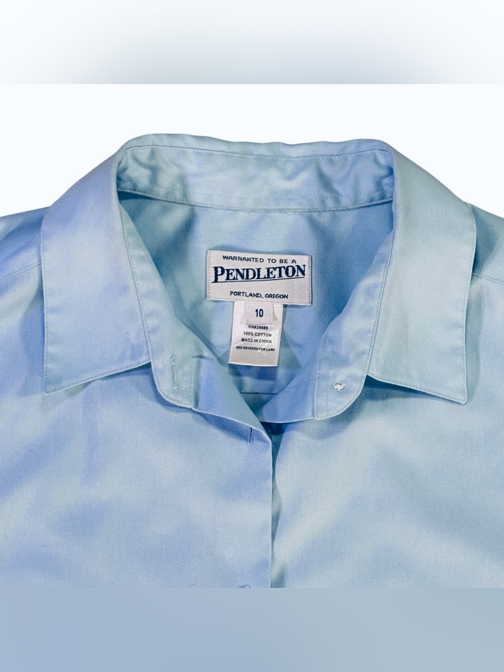 Pendleton‎ Women's Sleeveless Button Front Blouse Light Blue 100% Cotton Size 10